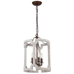 Farmhouse Wood Cylinder Pendant Light