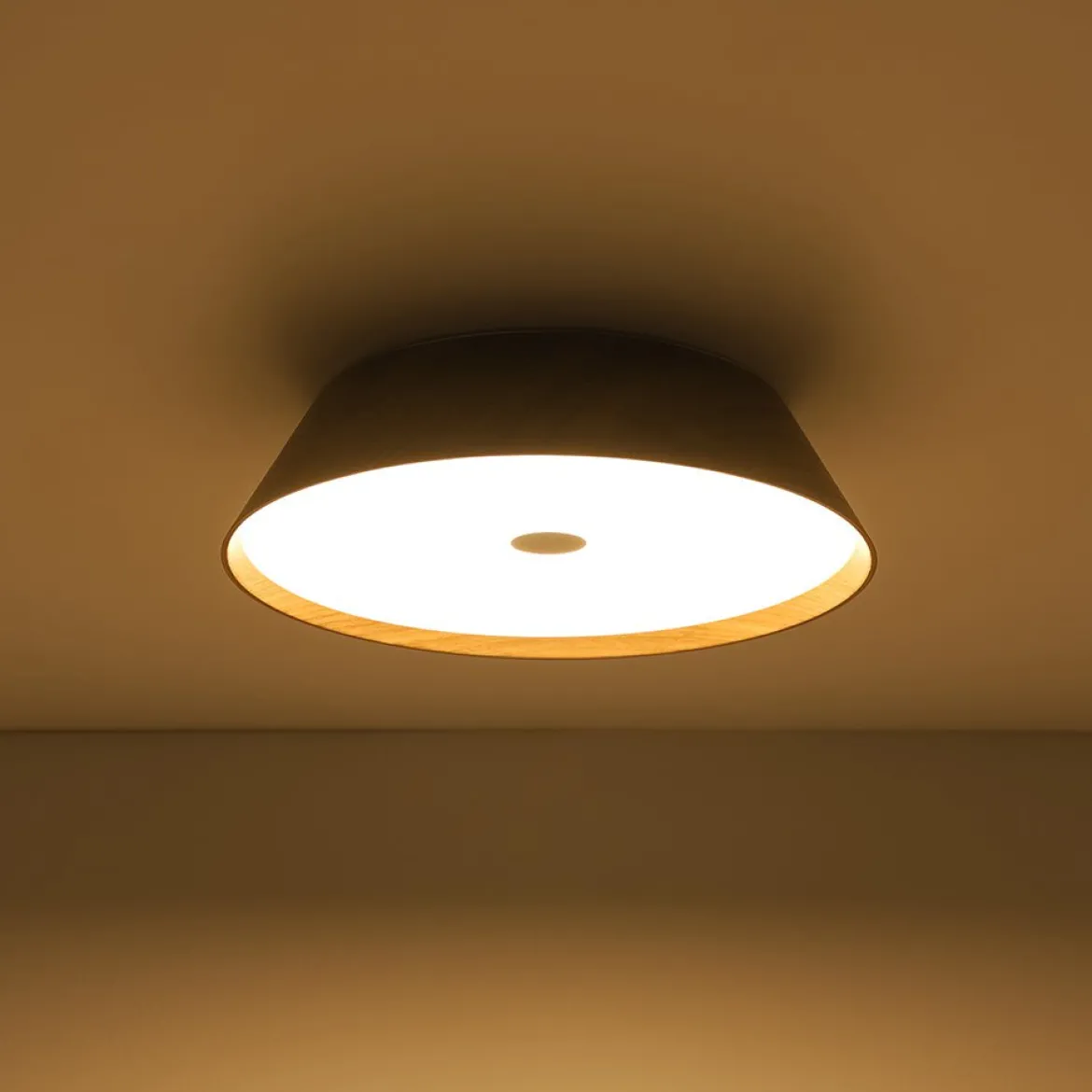 Farmhouse Wood Grain Dimmable LED Round Flush Mount Light