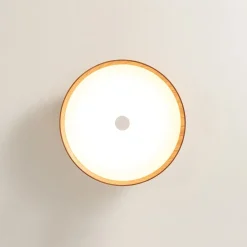 Farmhouse Wood Grain Dimmable LED Round Flush Mount Light