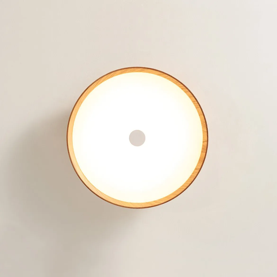 Farmhouse Wood Grain Dimmable LED Round Flush Mount Light