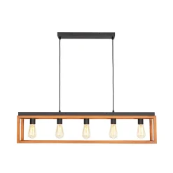 Farmhouse Wooden Rectangular Cage Island Chandelier