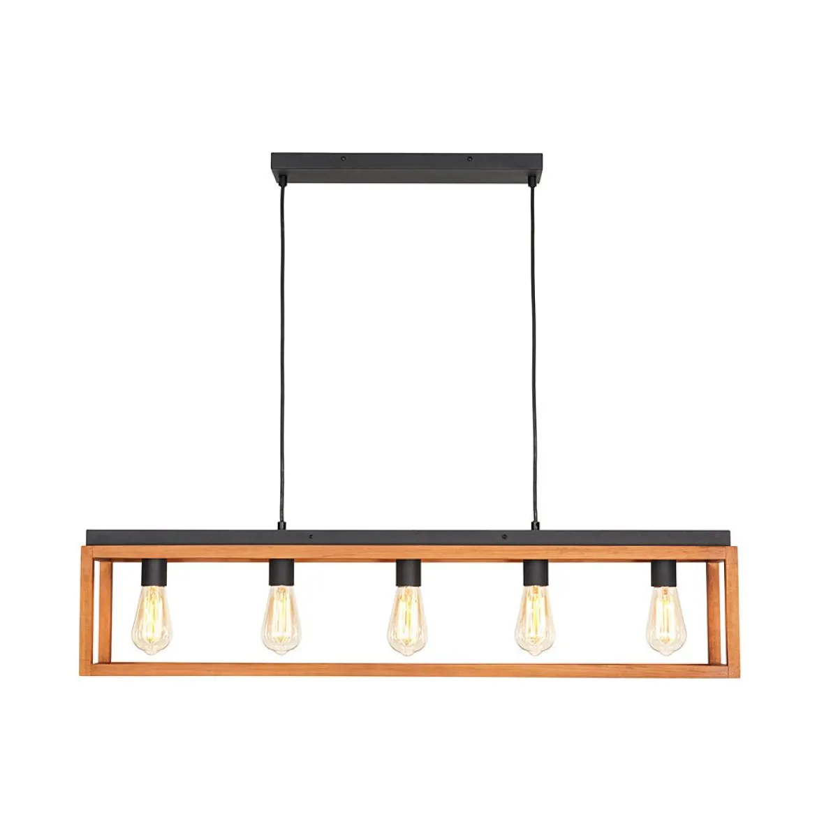 Farmhouse Wooden Rectangular Cage Island Chandelier