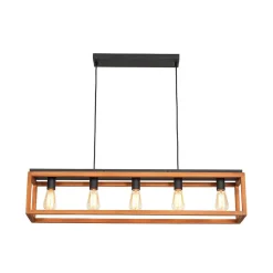Farmhouse Wooden Rectangular Cage Island Chandelier