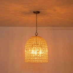 French Antique Brass Crystal Cage Chandelier