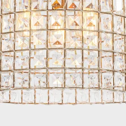 French Antique Brass Crystal Cage Chandelier
