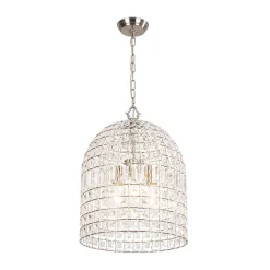 French Antique Brass Crystal Cage Chandelier