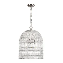 French Antique Brass Crystal Cage Chandelier