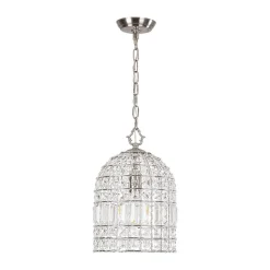 French Antique Brass Crystal Cage Chandelier