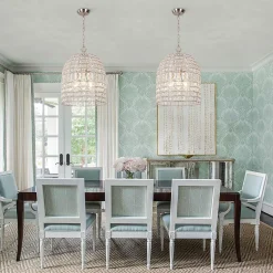 French Antique Brass Crystal Cage Chandelier