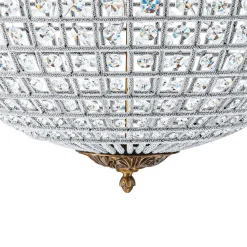 French Antique Brass Crystal Globe Chandelier