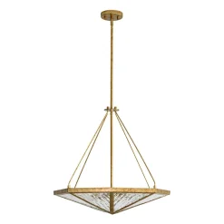 French Antique Gold Geometric Water Glass Cage Chandelier