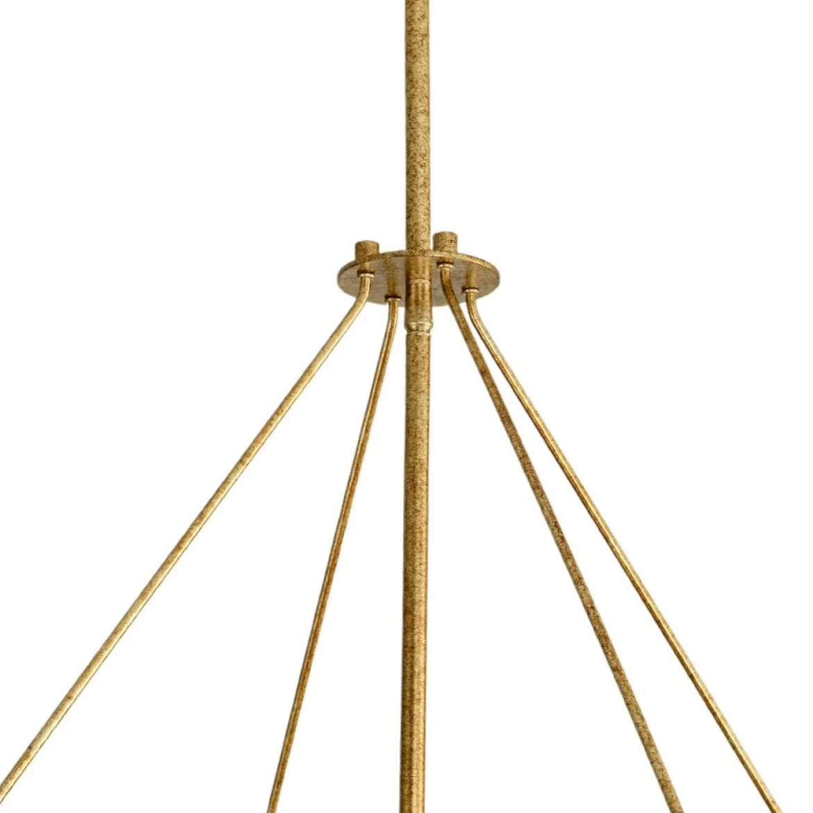 French Antique Gold Geometric Water Glass Cage Chandelier