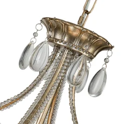 French Antique 5-Light Crystal Accents Drum Chandelier