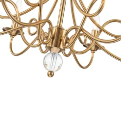 French Classic Brass Scrolling Candle Style Chandelier