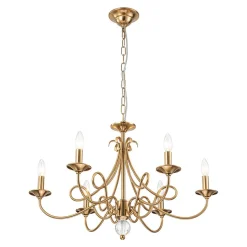 French Classic Brass Scrolling Candle Style Chandelier