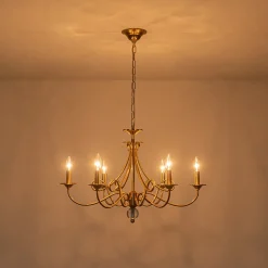French Classic Brass Scrolling Candle Style Chandelier