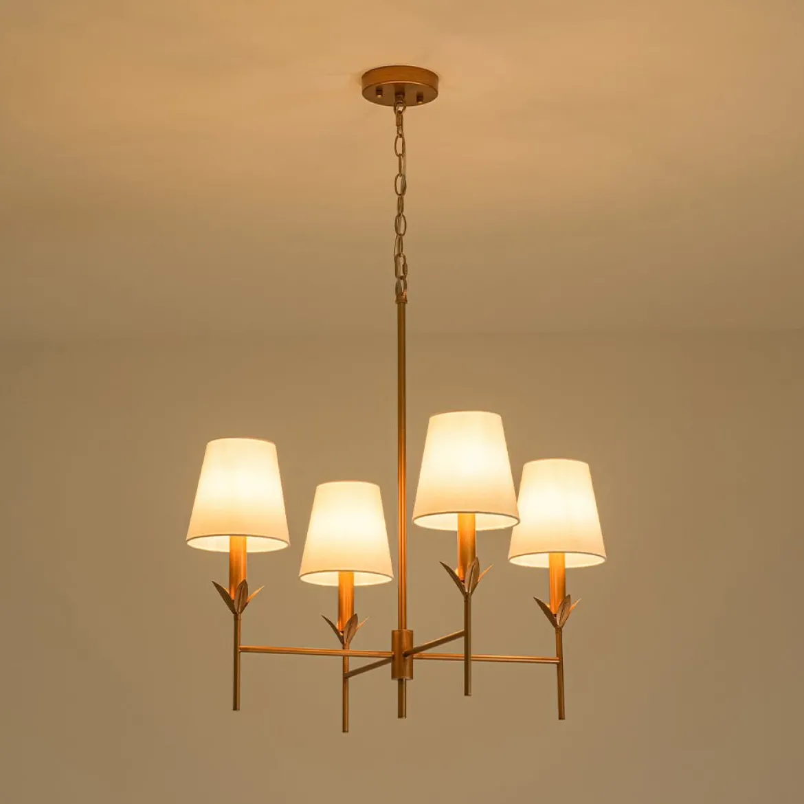 French Country 4-Light Fabric Round Candle Style Chandelier