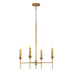 French Country 4-Light Fabric Round Candle Style Chandelier