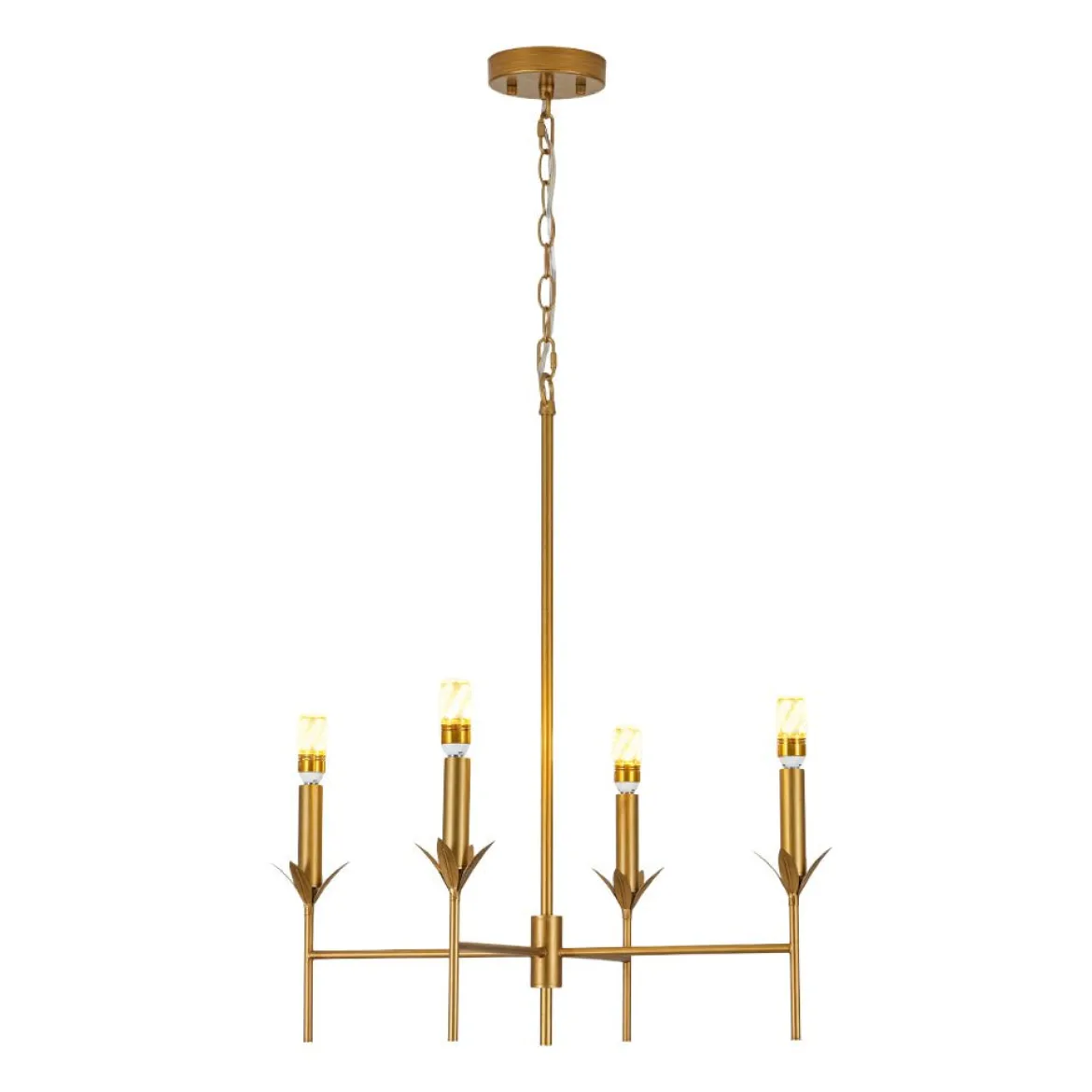 French Country 4-Light Fabric Round Candle Style Chandelier