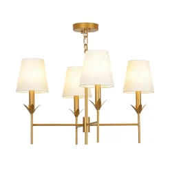 French Country 4-Light Fabric Round Candle Style Chandelier