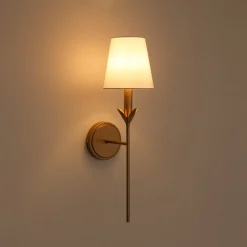 French Country 1-Light Fabric Conical Vanity Wall Sconce