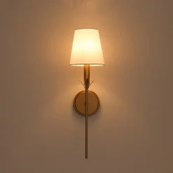 French Country 1-Light Fabric Conical Vanity Wall Sconce