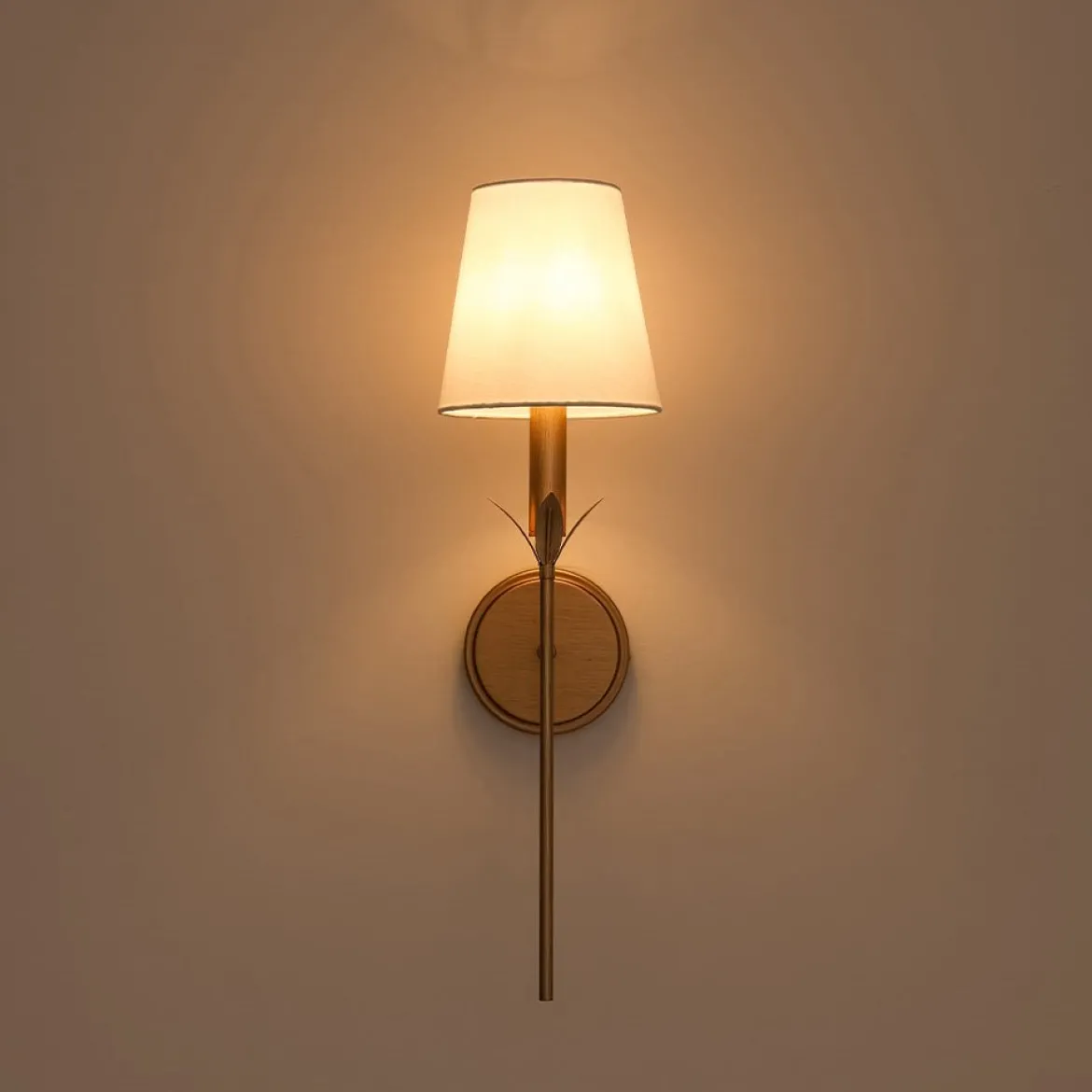 French Country 1-Light Fabric Conical Vanity Wall Sconce