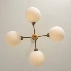 French Country 4-Light Frosted Glass Round Sputnik Chandelier