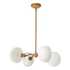 French Country 4-Light Frosted Glass Round Sputnik Chandelier