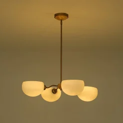 French Country 4-Light Frosted Glass Round Sputnik Chandelier