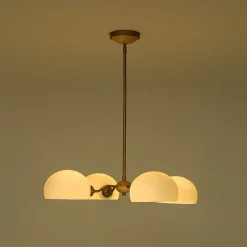 French Country 4-Light Frosted Glass Round Sputnik Chandelier