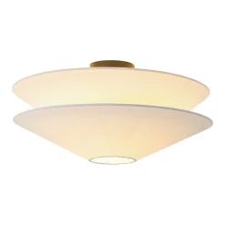 French Country 2-Tier White Linen Conical Semi Flush Mount