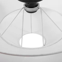French Country 2-Tier White Linen Conical Semi Flush Mount