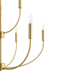 French Farmhouse Brass 2-Tier Candle Style Chandelier
