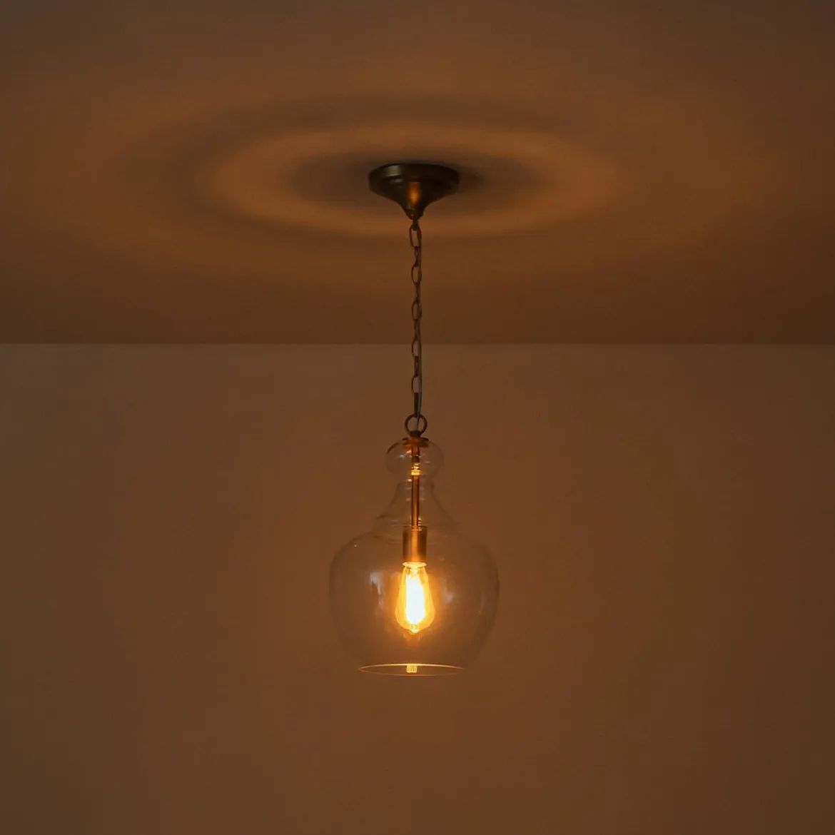French Farmhouse 1-Light Glass Bell Kitchen Pendant Light