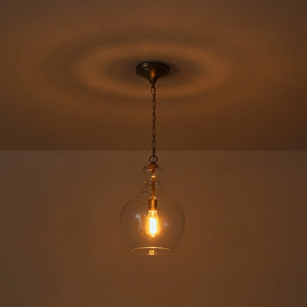 French Farmhouse 1-Light Glass Bell Kitchen Pendant Light