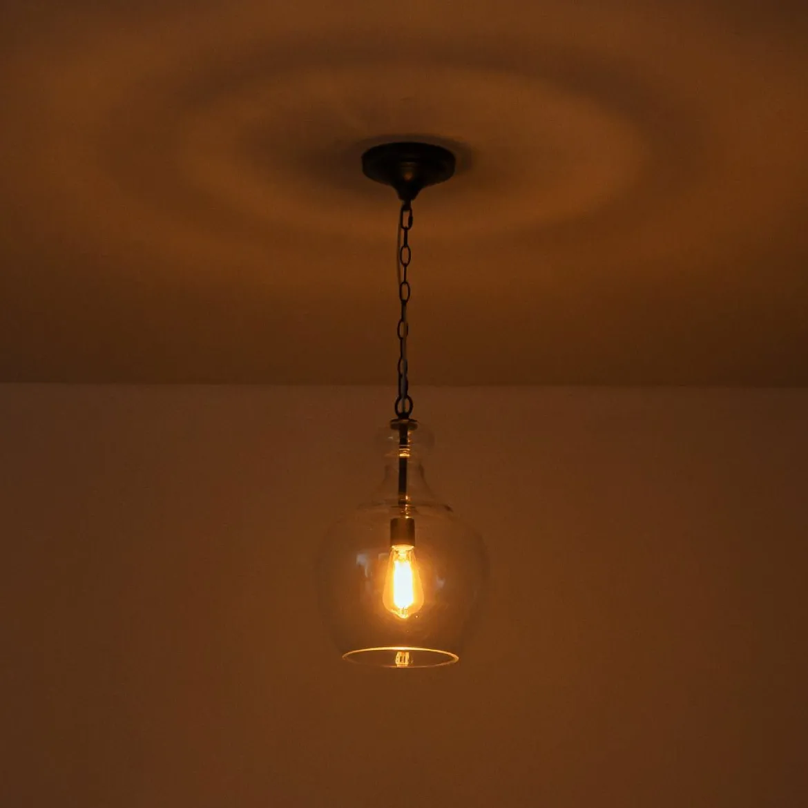 French Farmhouse 1-Light Glass Bell Kitchen Pendant Light