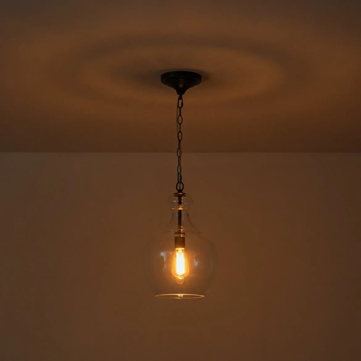 French Farmhouse 1-Light Glass Bell Kitchen Pendant Light