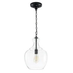 French Farmhouse 1-Light Glass Bell Kitchen Pendant Light