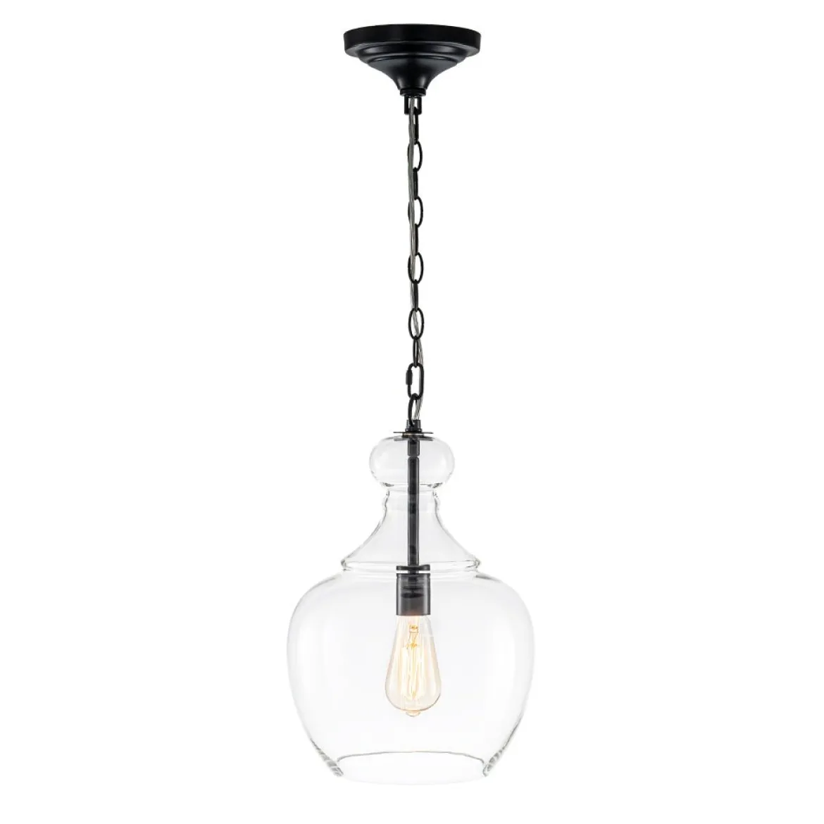 French Farmhouse 1-Light Glass Bell Kitchen Pendant Light
