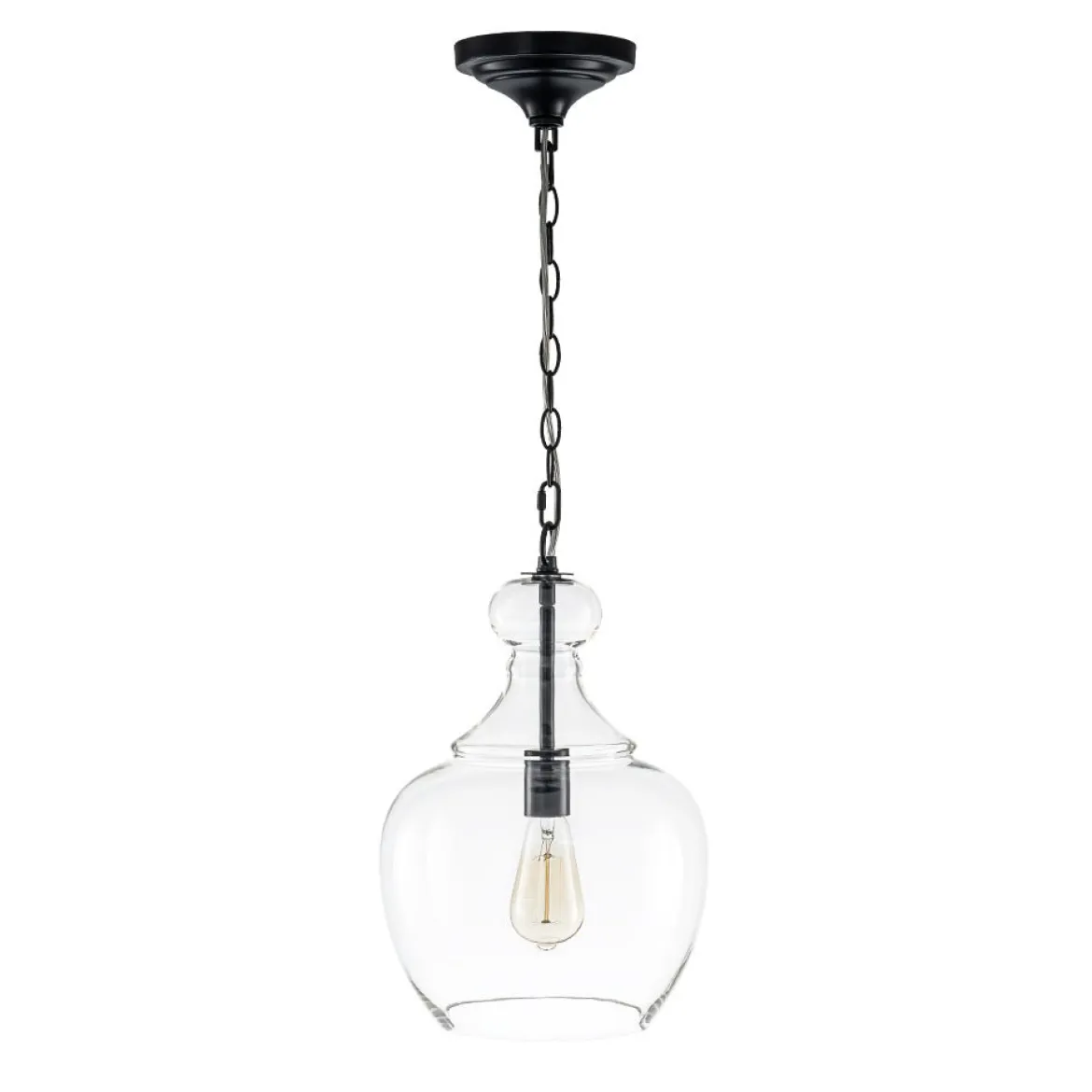 French Farmhouse 1-Light Glass Bell Kitchen Pendant Light