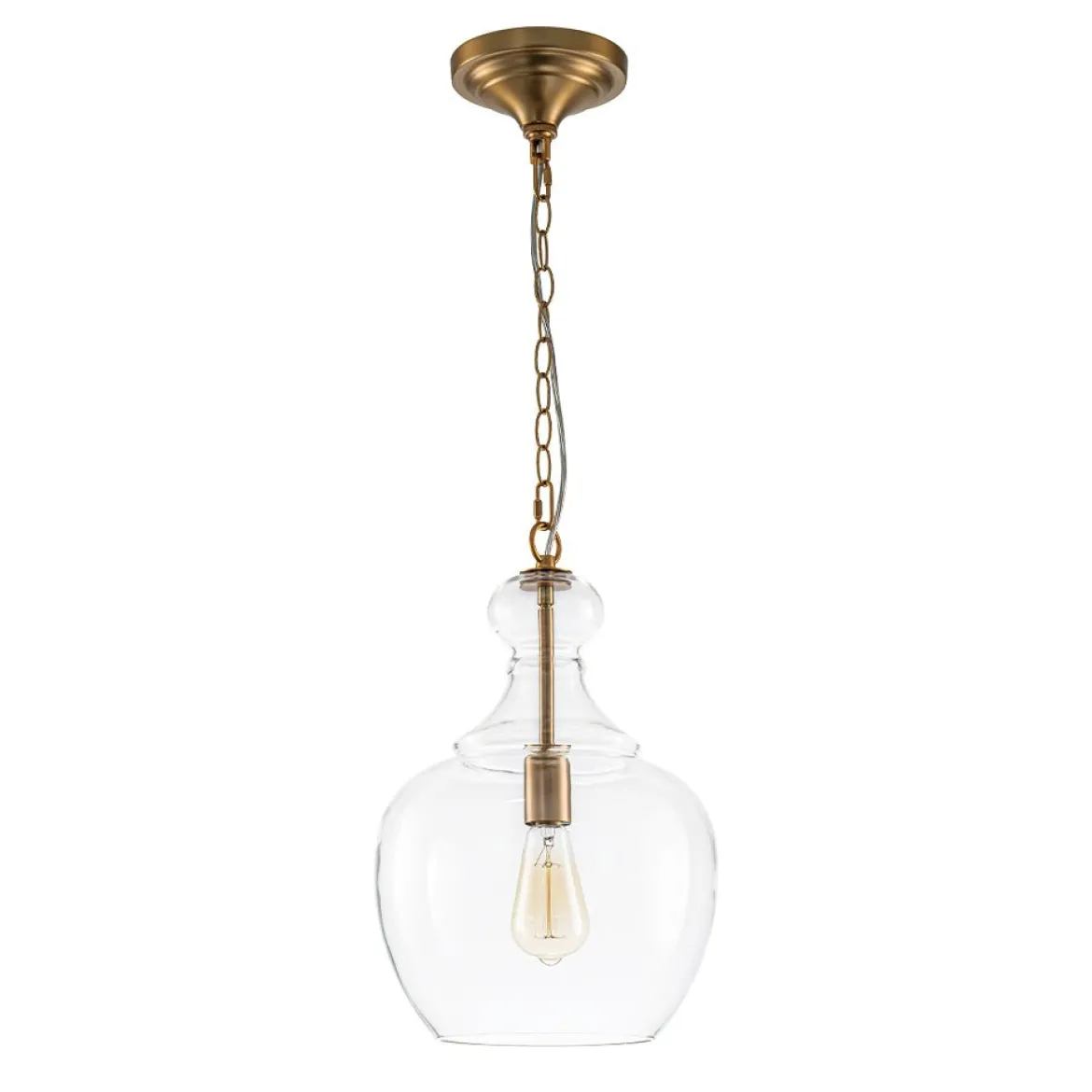 French Farmhouse 1-Light Glass Bell Kitchen Pendant Light