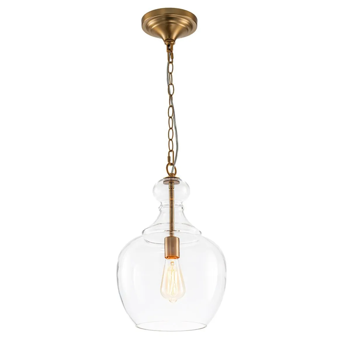 French Farmhouse 1-Light Glass Bell Kitchen Pendant Light