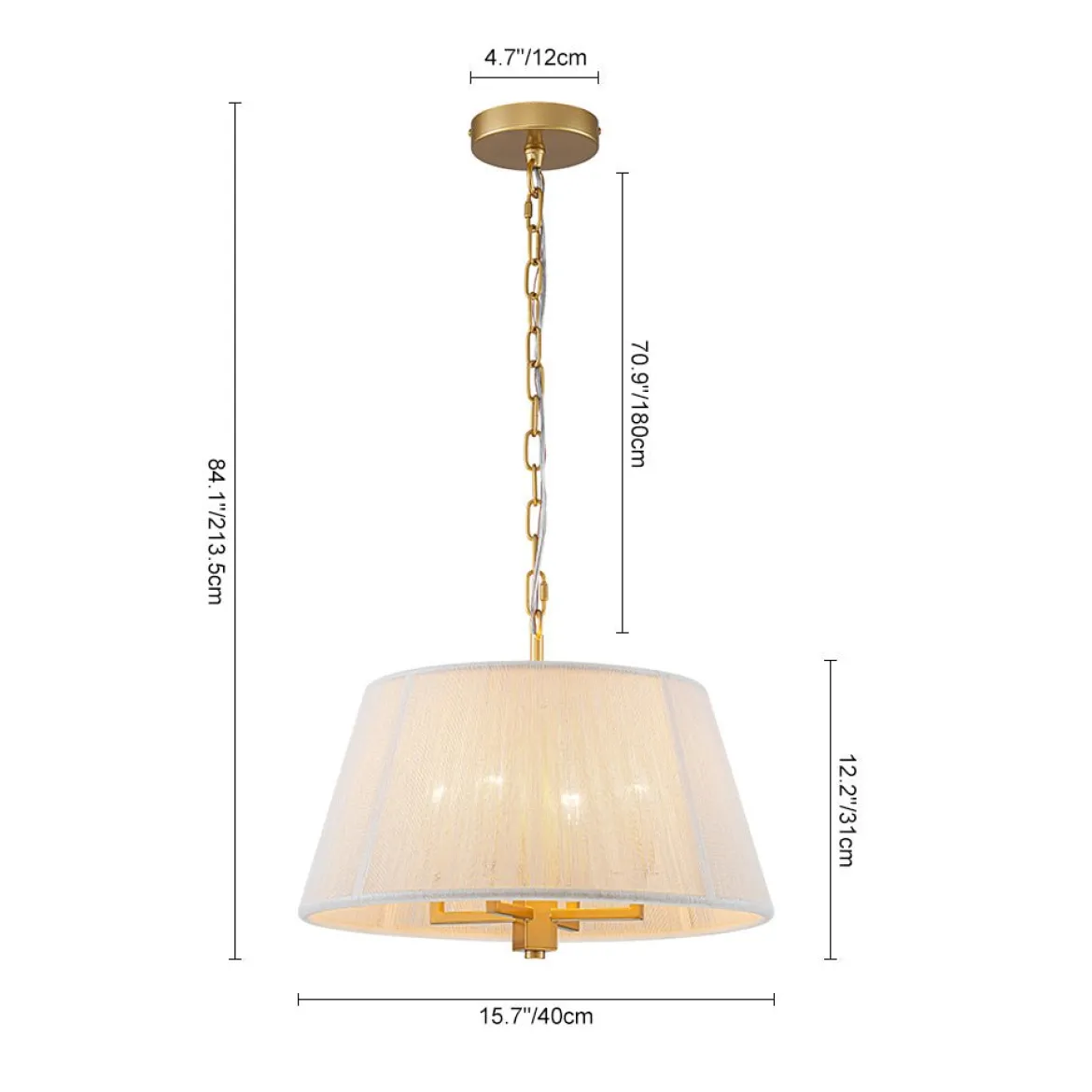 French 4-Light Candle Woven Beige Thread Drum Cage Pendant