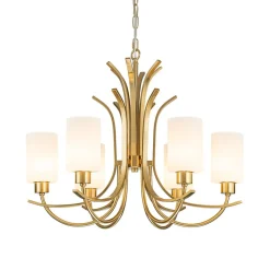 French 6-Light Frosted Glass Shade Scrolling Chandelier