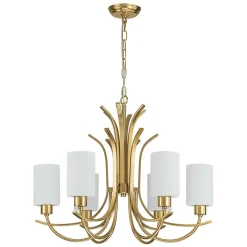 French 6-Light Frosted Glass Shade Scrolling Chandelier
