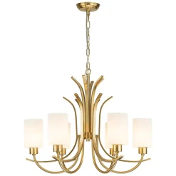 French 6-Light Frosted Glass Shade Scrolling Chandelier