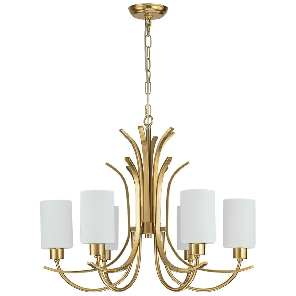 French 6-Light Frosted Glass Shade Scrolling Chandelier