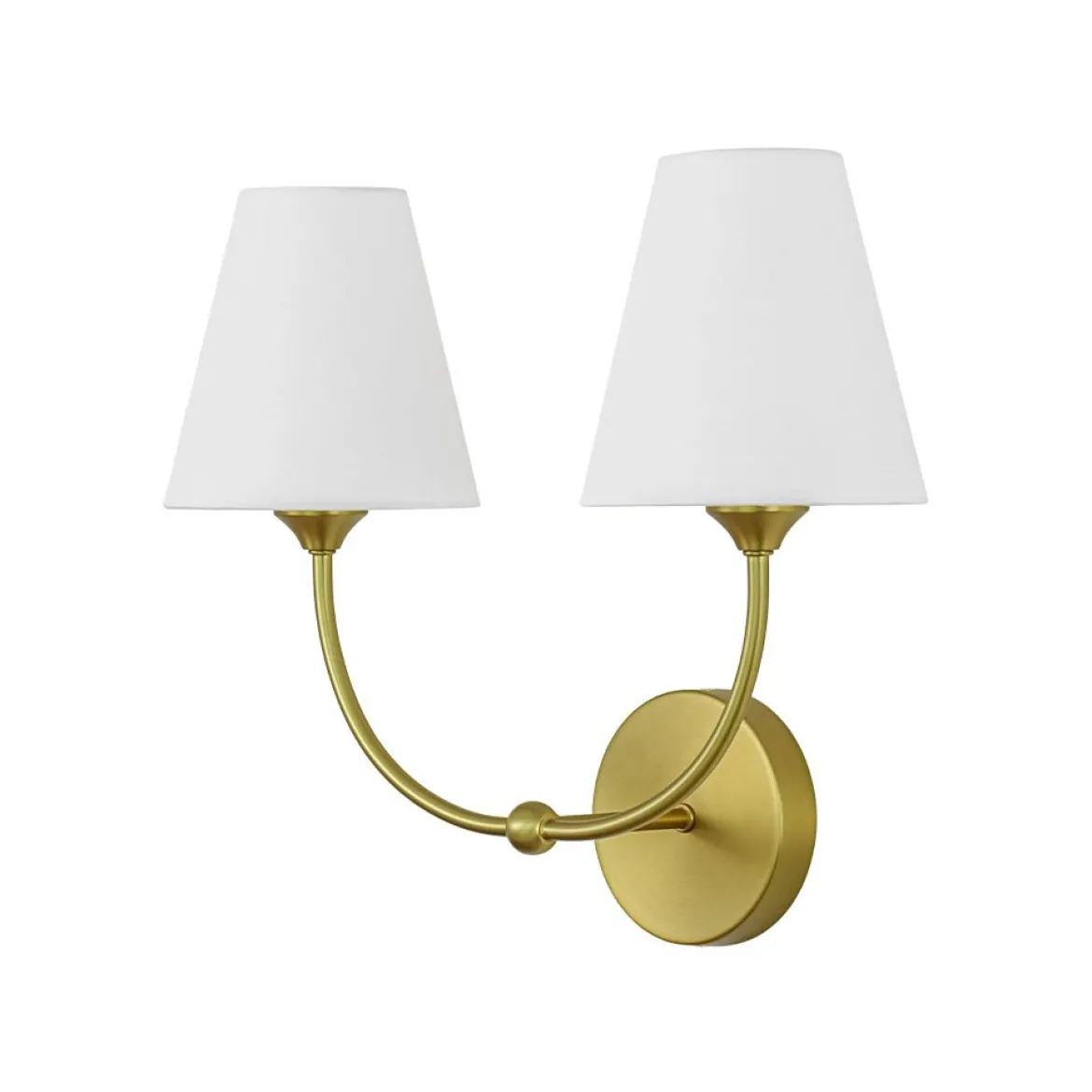 French 2-Light White Linen Conical Vanity Wall Sconce