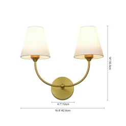 French 2-Light White Linen Conical Vanity Wall Sconce